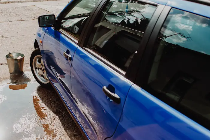 washing a car